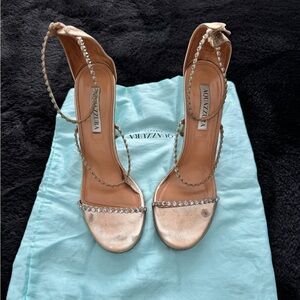Aquazzura Mini-tequila strap sandal 105 soft bronze 38 1/2